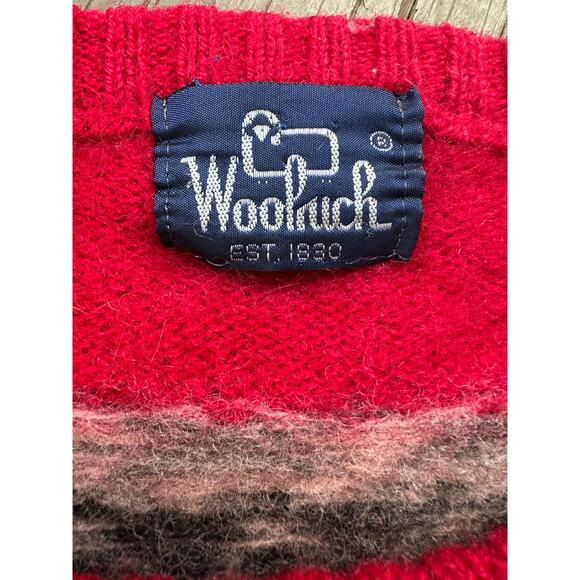vintage WOOLRICH mallard ducks red sweater sz s wool hunting equestrian knit - Picture 6 of 16